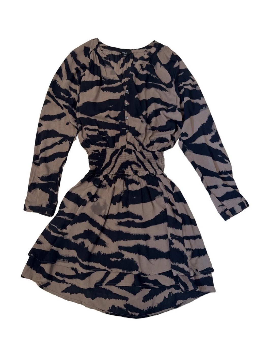 Rails Jasmine Smocked Waist Long Sleeve Dress in Mocha Bengal